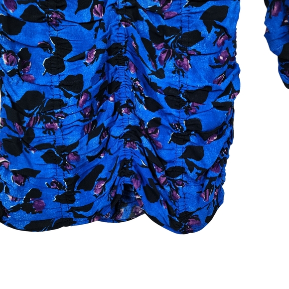 Zara Floral Ruched Long Sleeve Mini Dress - Picture 8 of 13